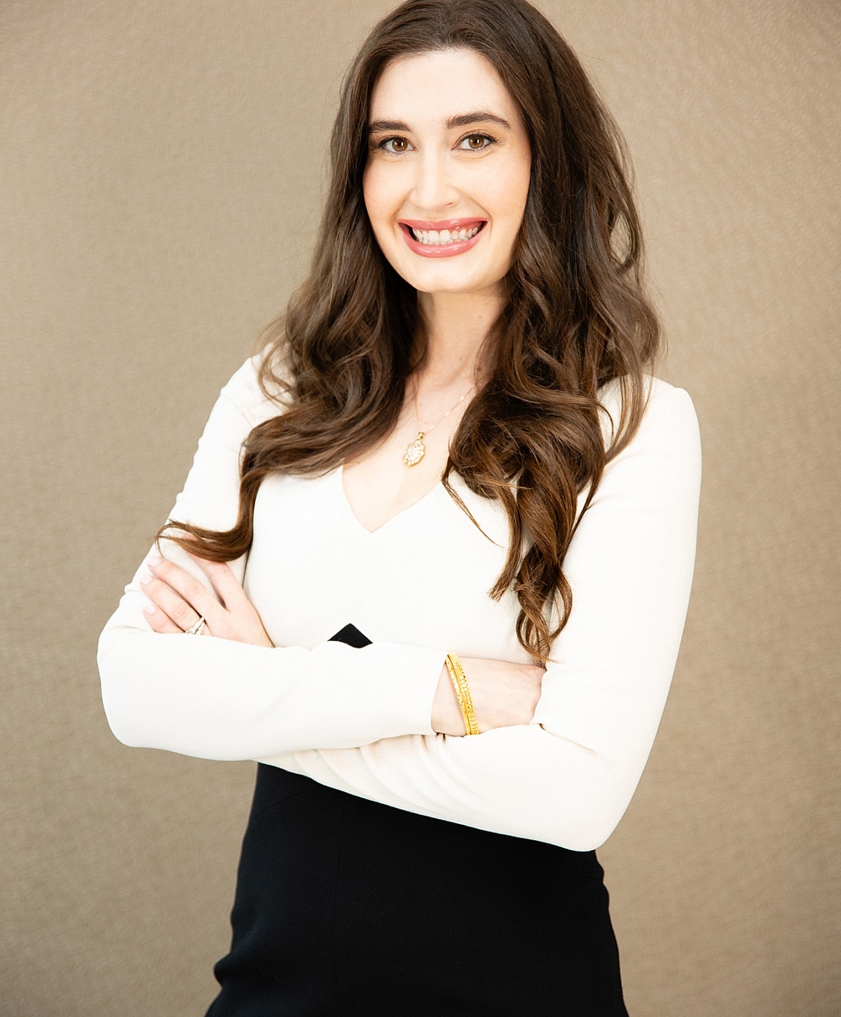 Close-up of a woman with natural makeup.